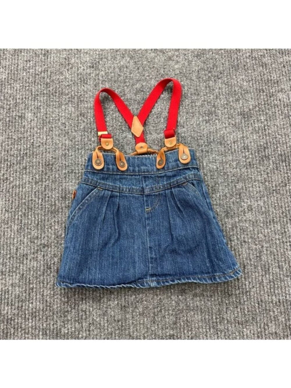 VTG Levis Denim Suspender Skirt 100% Cotton Overall USA Made Girls sz 24 Months